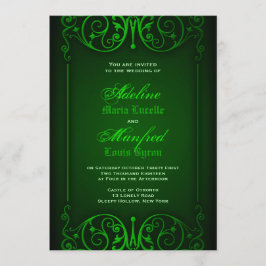 Convites Casamento Verde Ghoulish Vitoriano Gótico