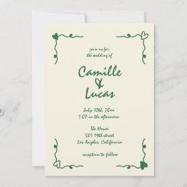 Convites Casamento Verde Imporal Retro