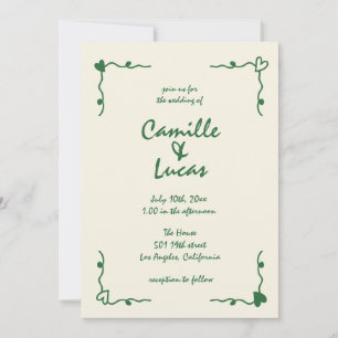 Convites Casamento Verde Imporal Retro