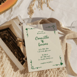Convites Casamento Verde Imporal Retro