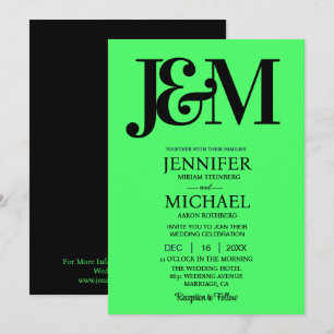 Convites Casamento Verde Lima Minimalista