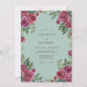 Convites Casamento Verde-Menta Ranunculus Cinza Eucalipto