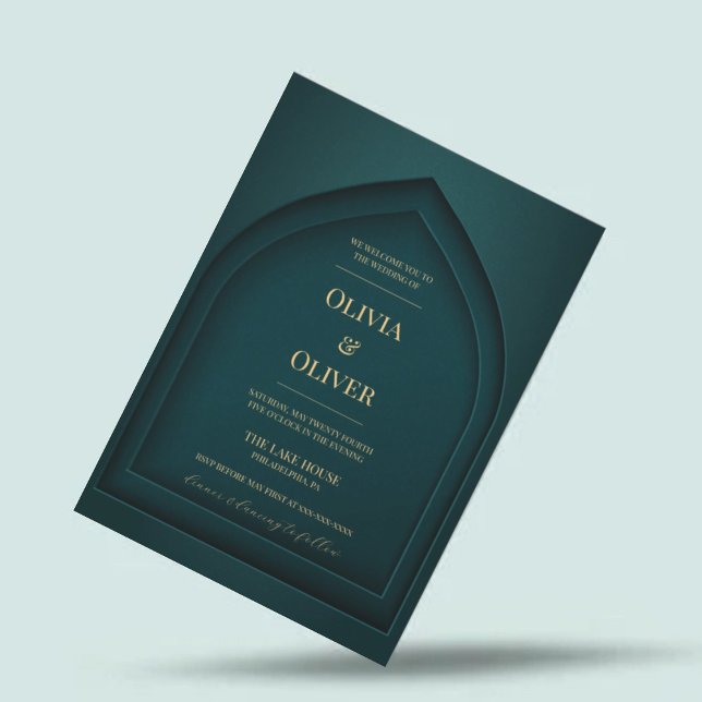 Convites Casamento verde minimalista (Criador carregado)