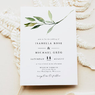 Convites Casamento Verde Mínimo Elegante Clássico ISABELLA