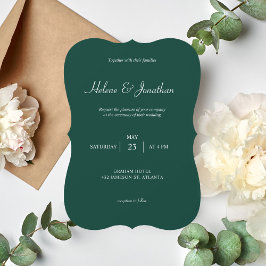 Convites Casamento Verde Mínimo Moderno Emerald