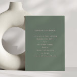 Convites Casamento Verde Mínimo Moderno Rosa e Sábio<br><div class="desc">Um layout minimalista com refinado texto cor-de-rosa esbranquiçado sobre um fundo verde empoeirado cria um sentimento moderno e romântico. O tipo limpo e o espaçamento generoso dão a este produto uma aparência elevada e eterno. Perfeito para casamentos contemporâneos com uma paleta macia e modesta.</div>