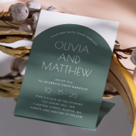 Convites Casamento verde moderno de tipografia sage + QR
