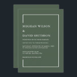 Convites Casamento Verde Moderno Minimalista Simples<br><div class="desc">Convite Moderno de Casamento Verde Minimalista Simples</div>