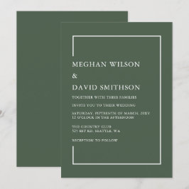 Convites Casamento Verde Moderno Minimalista Simples