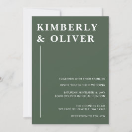 Convites Casamento Verde Moderno Minimalista Simples