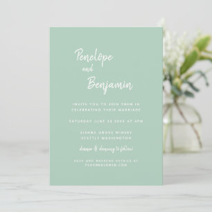 Convites Casamento Verde Moderno Minimalista Simples de Pis