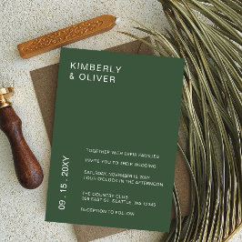 Convites Casamento Verde Moderno Mínimo Elegante Simples