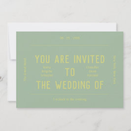 Convites Casamento Verde Monocromático Retroativo Vibrante