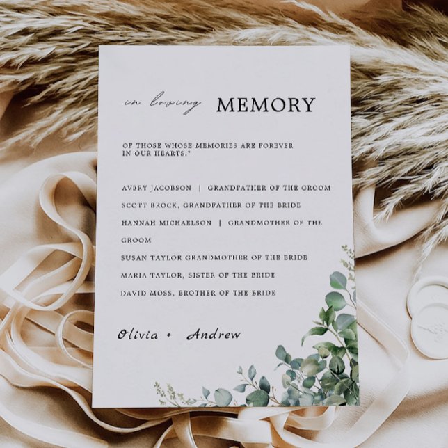Convites Casamento Verde No Sinal De Memória Amante, (Greenery Wedding In Loving Memory Sign, Invitation)
