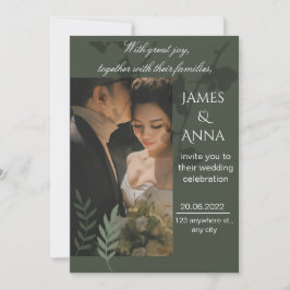 Convites Casamento verde-oliva elegante personalizável 