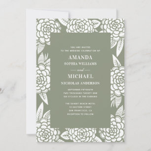 Convites Casamento verde-pastel floral Elegante