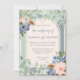 Convites Casamento Verde Pessegueira Azul Dusty