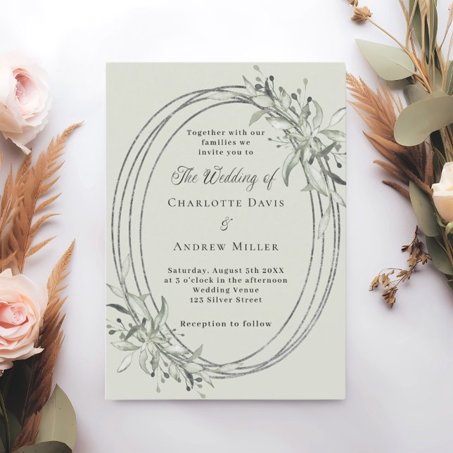 Convites Casamento verde-prata verde-verde (Criador carregado)