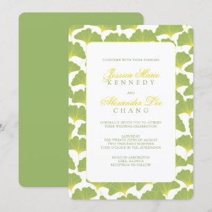 Convites Casamento Verde Primavera de Árvore Ginkgo