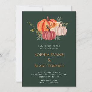 Convites Casamento Verde Púrpura Laranja e Pumpkin Branco