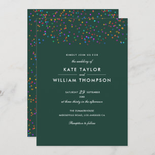 Convites Casamento Verde Rainbow Confetti Emerald