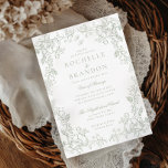 Convites Casamento Verde Romântico Chinoiserie Antique Sage<br><div class="desc">Quadro de chinoiserie antigo em verde antigo; (personalizar para qualquer cor)</div>