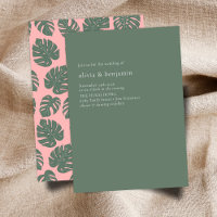 Casamento Verde Rosa Botânico Monstera Minimalista