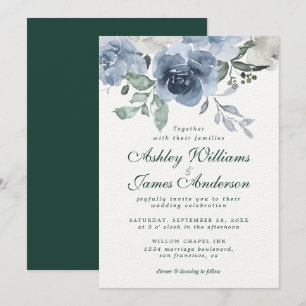Convites Casamento Verde-Rosa Dark-Dusty Azul-Ivory