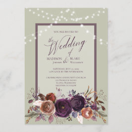 Convites Casamento Verde Roxo Roxo Rústico Corda Floral Cla