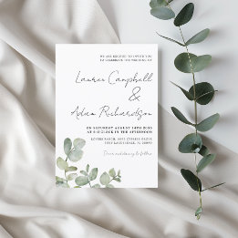 Convites Casamento Verde Rustic Eucalyptus Sage
