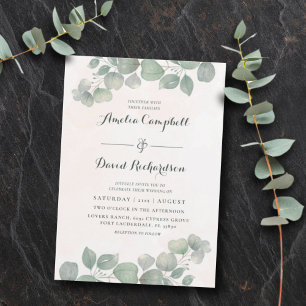 Convites Casamento Verde Rustic Eucalyptus Sage