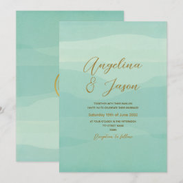 Convites Casamento Verde Sage Dourado Minimalista