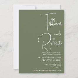 Convites Casamento Verde Sage Minimalista Elegante