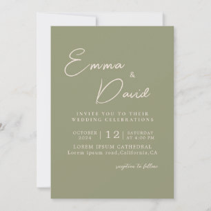 Convites Casamento verde Sage minimalista moderno