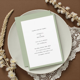 Convites Casamento Verde Sage Minimalista Moderno e Elegant