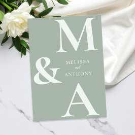 Convites Casamento Verde Sage Moderno Minimalista
