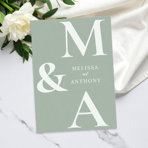 Convites Casamento Verde Sage Moderno Minimalista