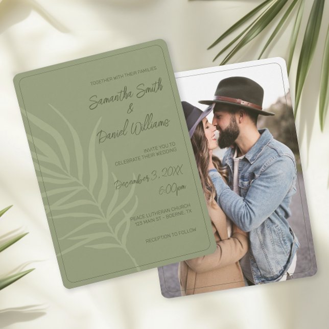 Convites Casamento Verde Salvia (Boho Sage Green Wedding Invitations)
