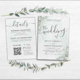 Convites Casamento Verde Sálvia Eucalipto Tudo-em-Um