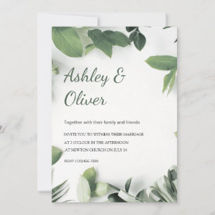 Convites Casamento Verde Simples Deixa Verde Branco