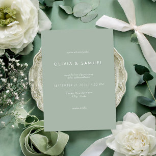 Convites Casamento Verde Simples e Minimalista do Chic Sage