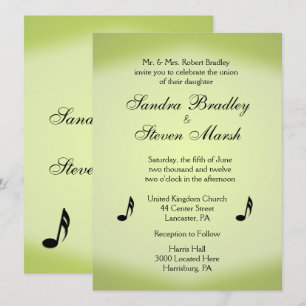 Convites Casamento Verde Tema Música