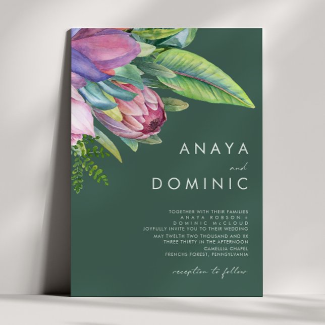 Convites Casamento Verde Tradicional Tropical Clorosa (Criador carregado)