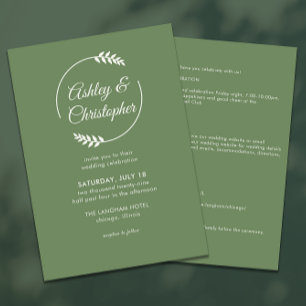 Convites Casamento Verde Tudo-em-Um com Quadro Foliar Moder