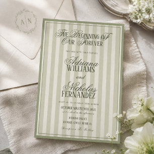 Convites Casamento Verde Xadrez Elegante Vintage