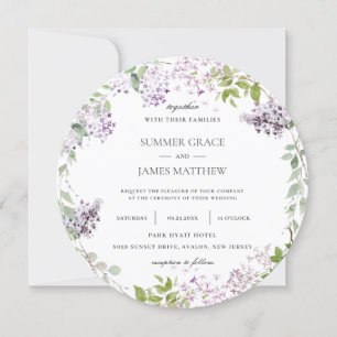 Convites Casamento Verdinho Floral Molho Lilac Roxo Elegant