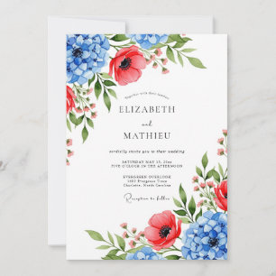 Convites Casamento Vermelho Azure Jubiloso de Verão