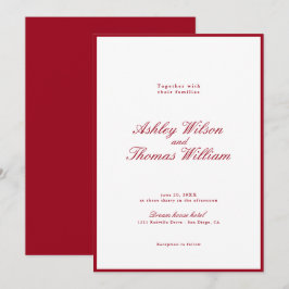 Convites Casamento Vermelho da Caligrafia Moderna