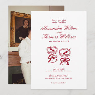 Convites Casamento Vermelho da Caligrafia Moderna