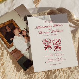 Convites Casamento Vermelho da Caligrafia Moderna